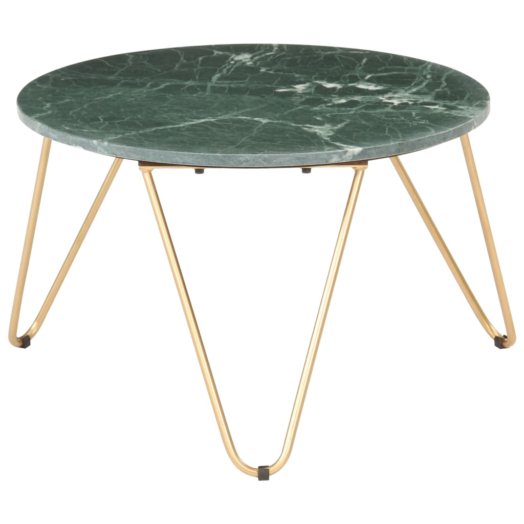 vidaXL Coffee Table Green 65x65x42 cm Real Stone with Marble Texture