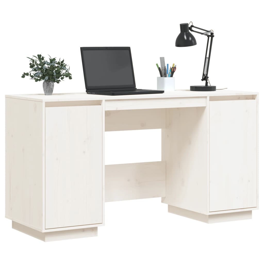 vidaXL Desk White 140x50x75 cm Solid Wood Pine