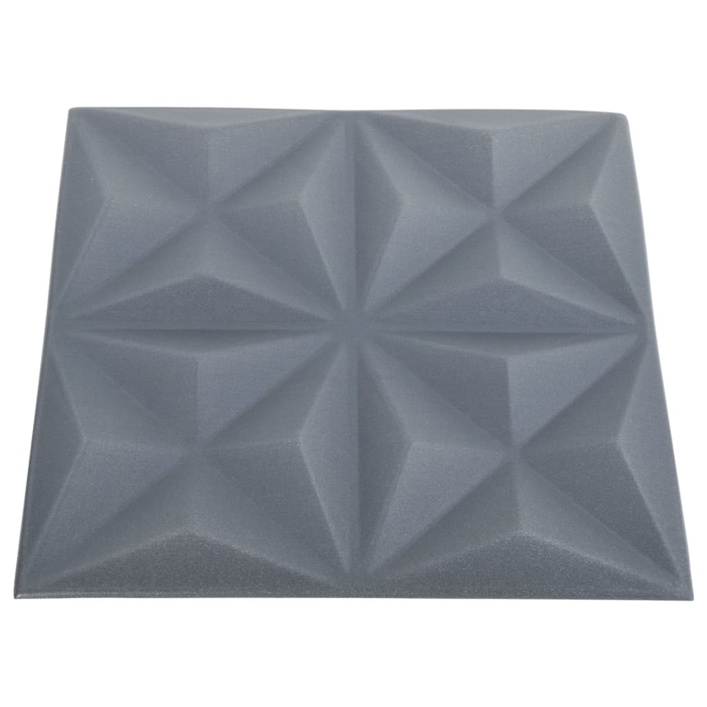 vidaXL 3D Wall Panels 12 pcs 50x50 cm Origami Grey 3 m²