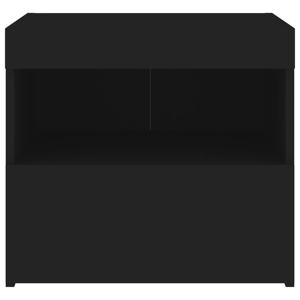 vidaXL Bedside Cabinet with LED Lights Black 50x40x45 cm
