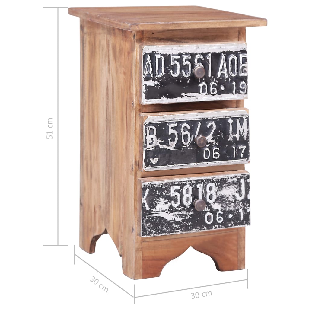 vidaXL Bedside Cabinet 30x30x51 cm Solid Reclaimed Wood