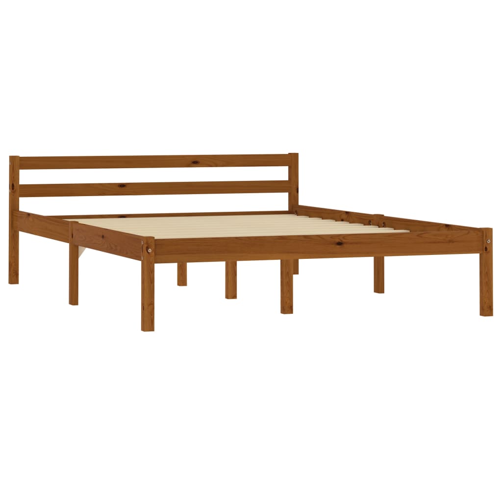 vidaXL Bed Frame Honey Brown Solid Pine Wood 120x200 cm