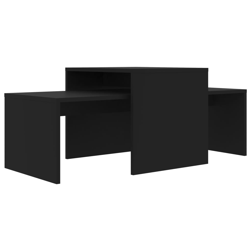 802913 vidaXL Coffee Table Set Black 100x48x40 cm Chipboard
