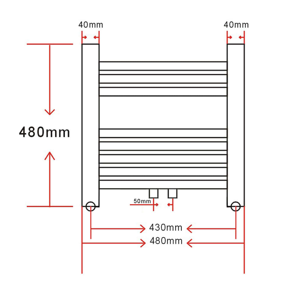 Bathroom Radiator Central Heating Towel Rail Curve 480 x 480 mm