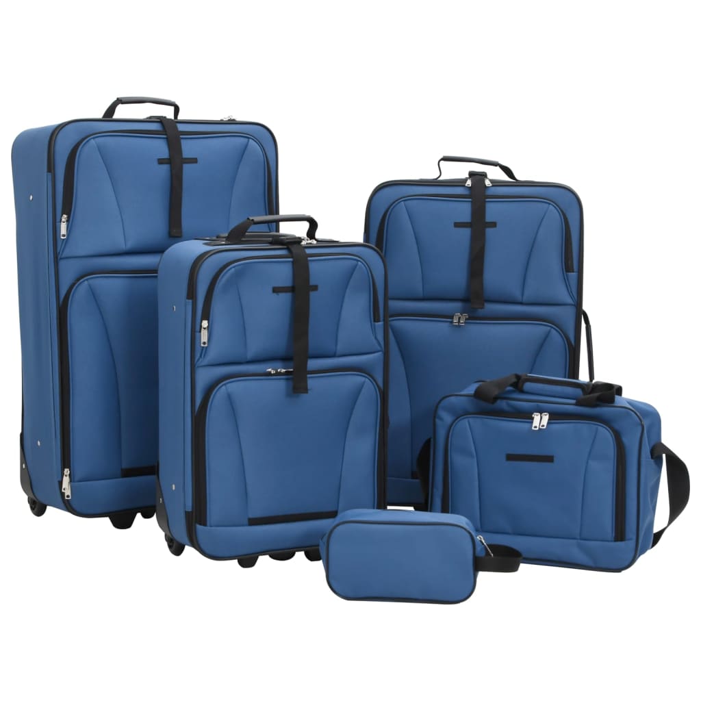 vidaXL Piece Travel Luggage Set Bule Fabric