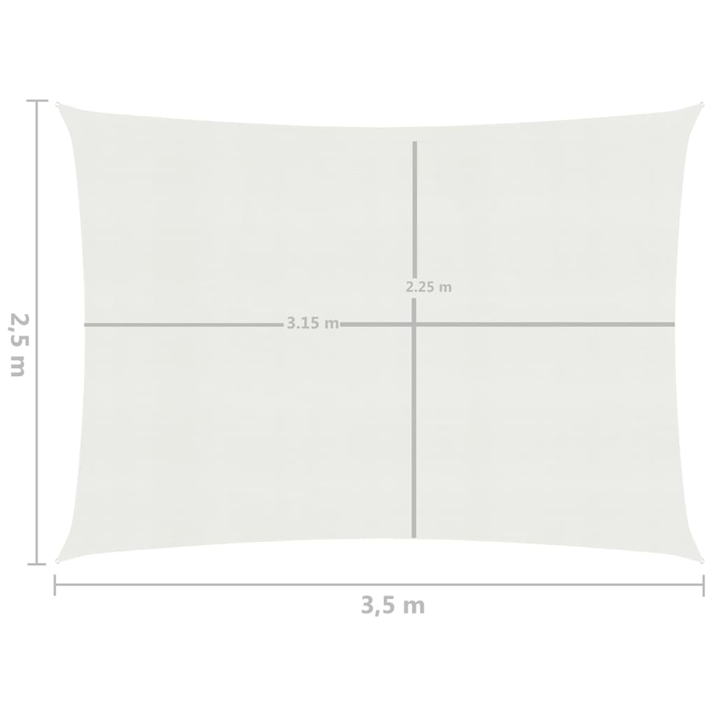 vidaXL Sunshade Sail 160 g/m² White 2.5x3.5 m HDPE