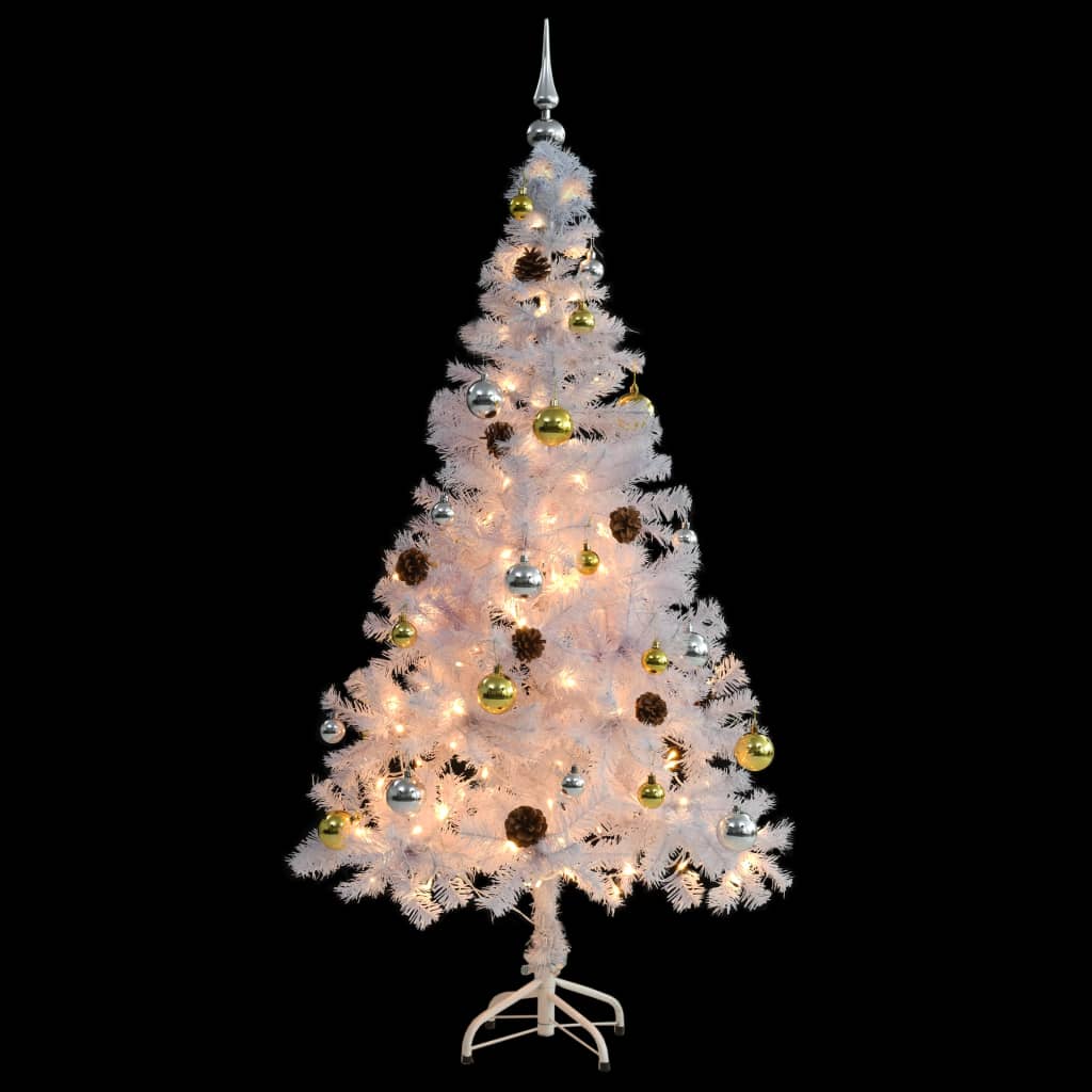 vidaXL Artificial Pre-lit Christmas Tree with Baubles White 150 cm