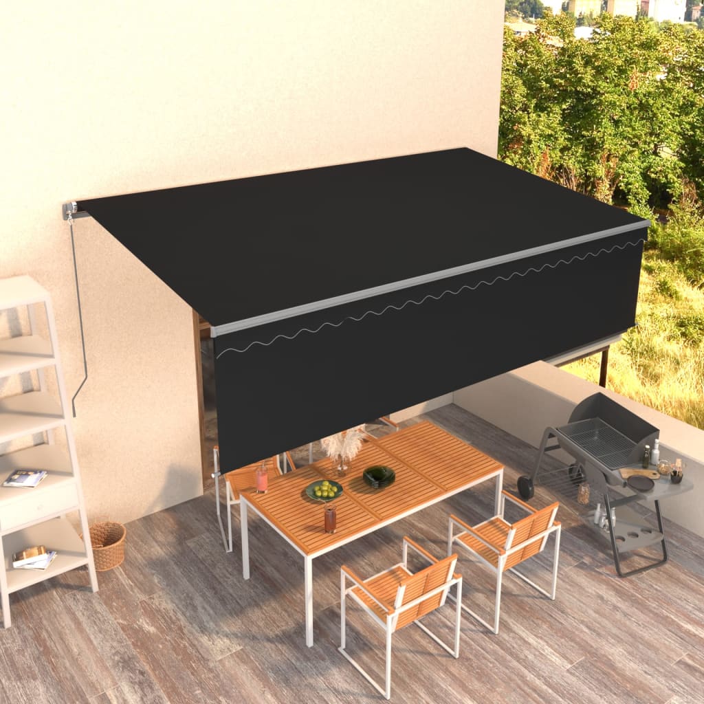 vidaXL Manual Retractable Awning with Blind 5x3m Anthracite