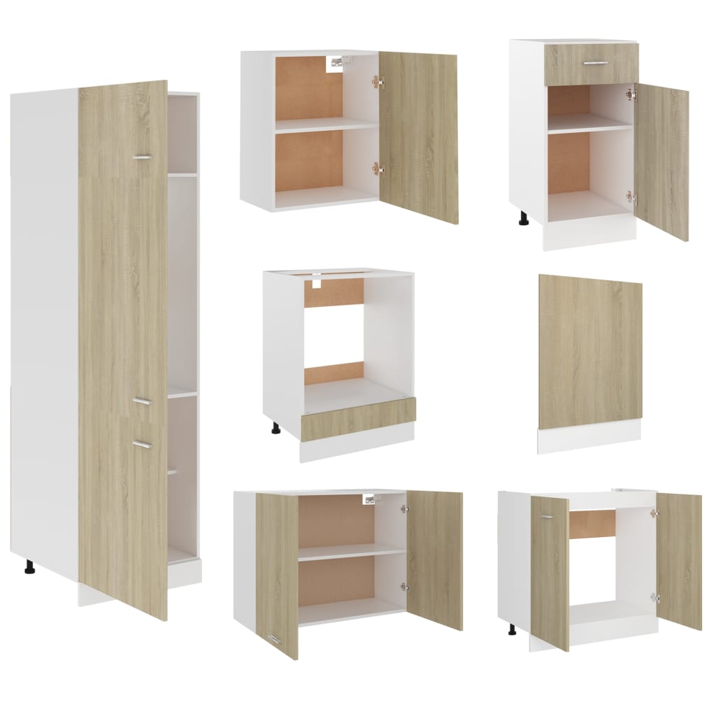 vidaXL 7 Piece Kitchen Cabinet Set Sonoma Oak Engineered Wood