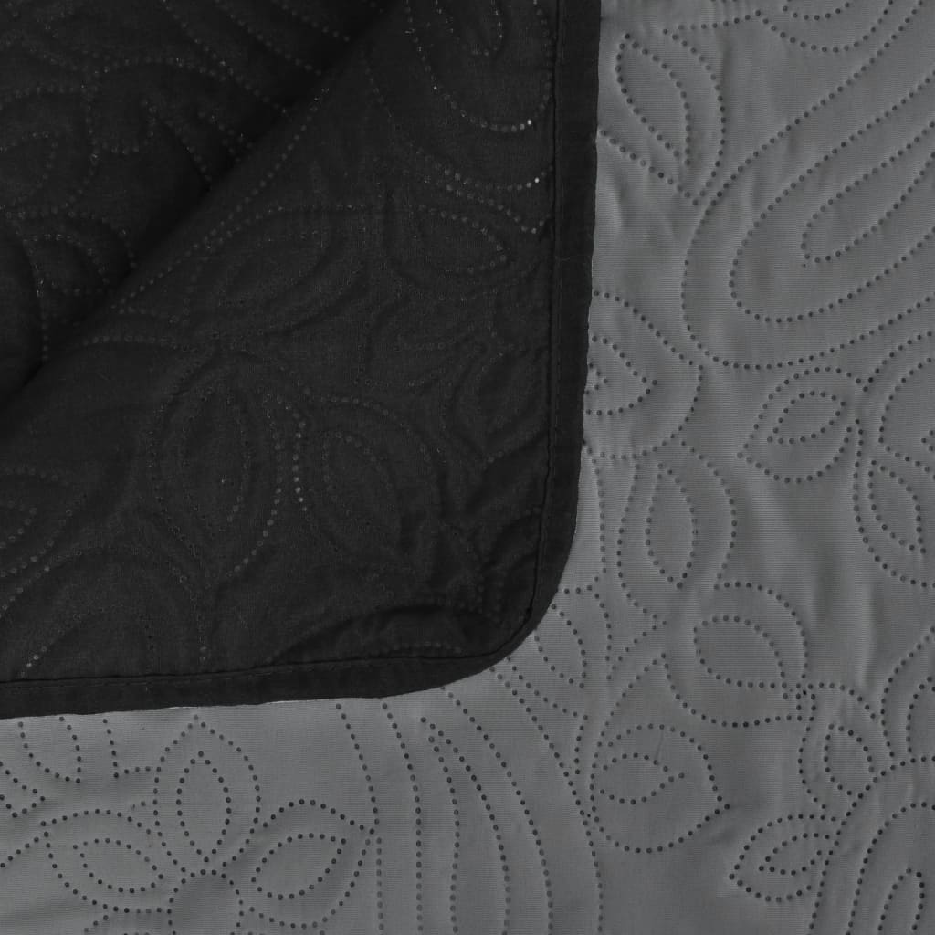 vidaXL Double-sided Quilted Bedspread 230x260 cm Grey and Black