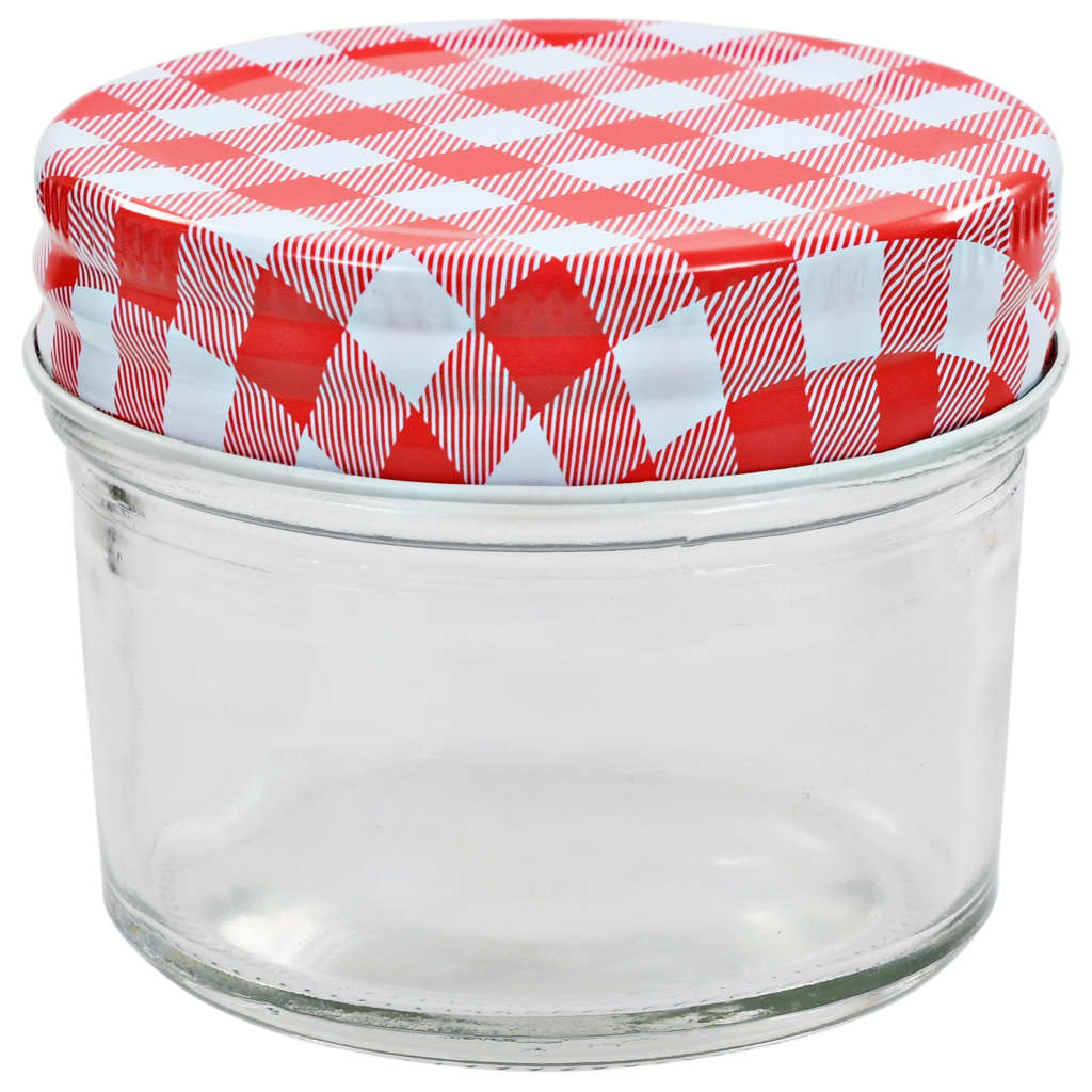 vidaXL Glass Jam Jars with White and Red Lids 24 pcs 110 ml