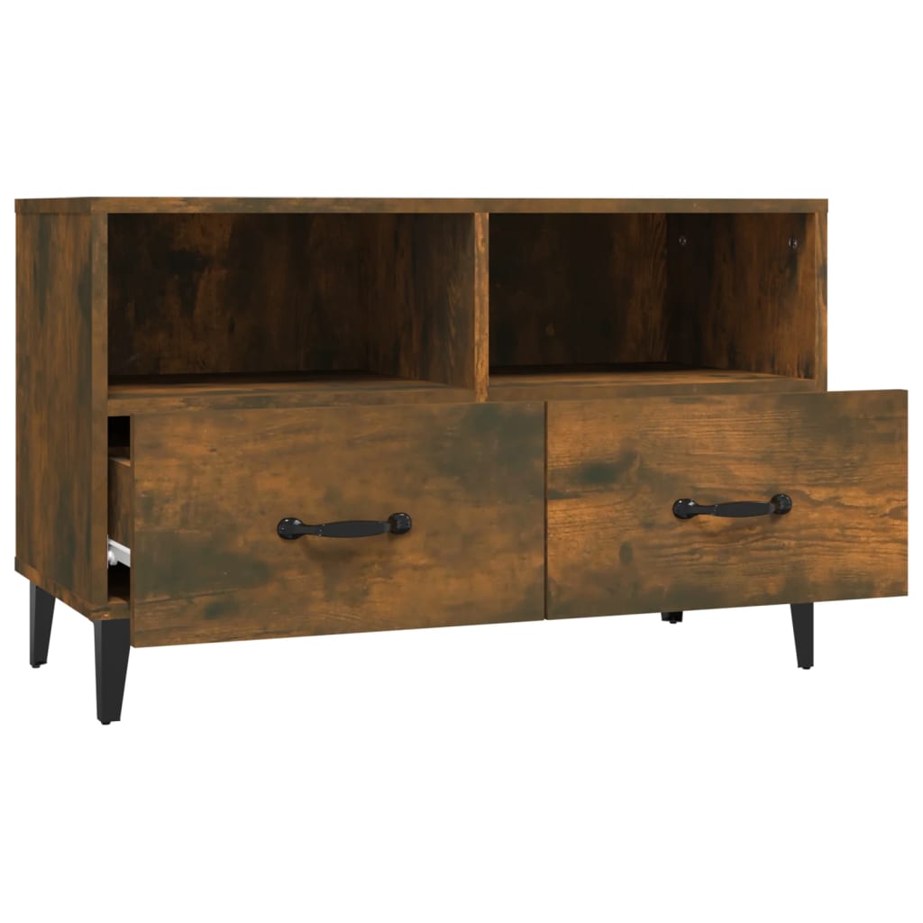 vidaXL TV Cabinet Smoked Oak 80x36x50 cm Engineered Wood
