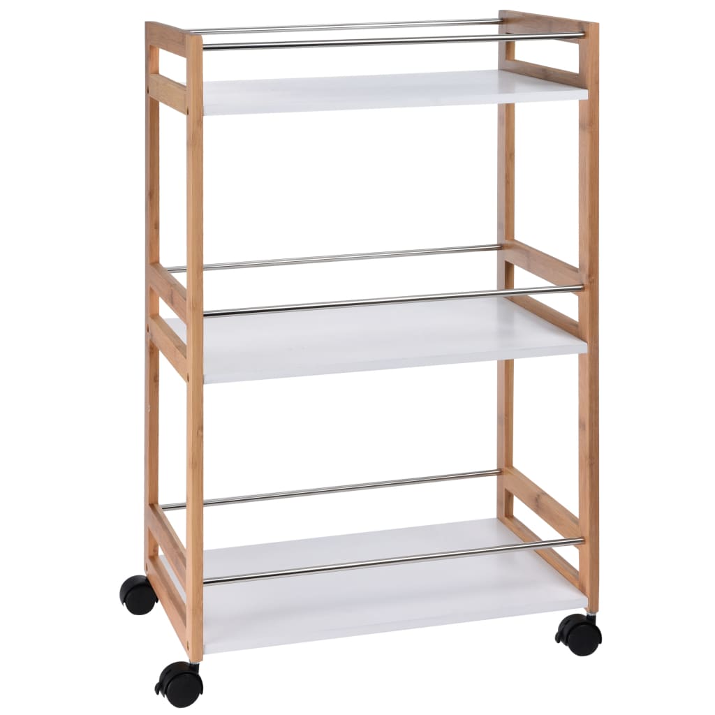 Excellent Houseware Kitchen Trolley 51x30x80cm Bamboo Beige and White