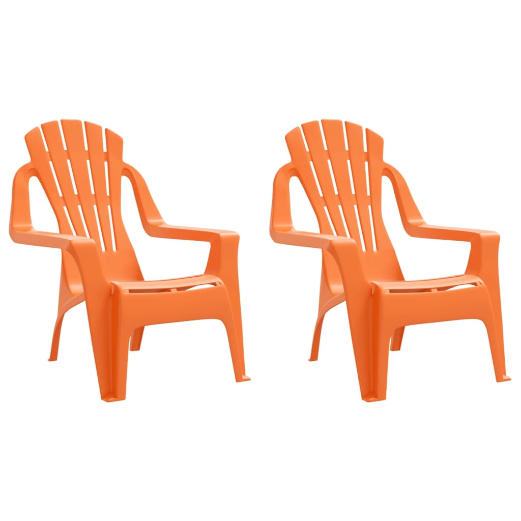 vidaXL Garden Chairs 2 pcs for Children Orange 37x34x44cm PP Wooden Look