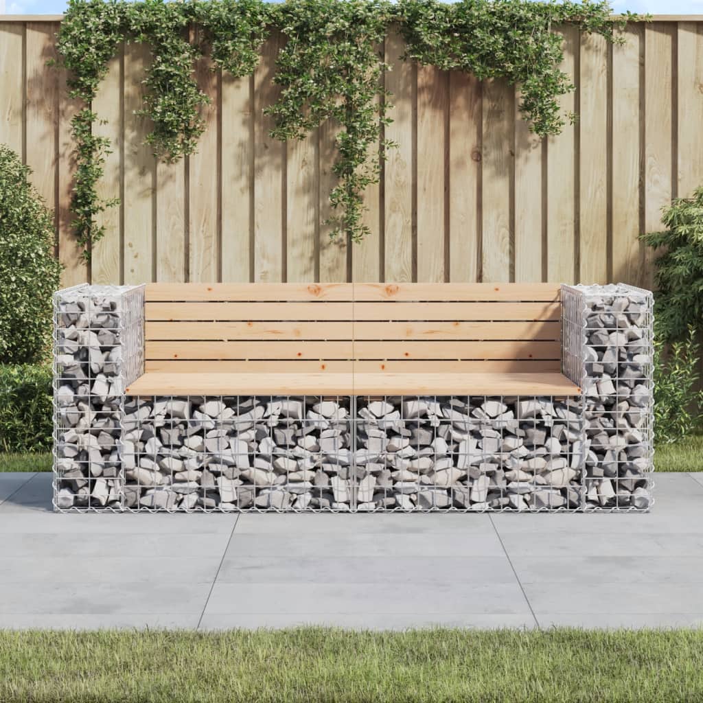 vidaXL Garden Bench Gabion Design 184x71x65.5 cm Solid Wood Pine