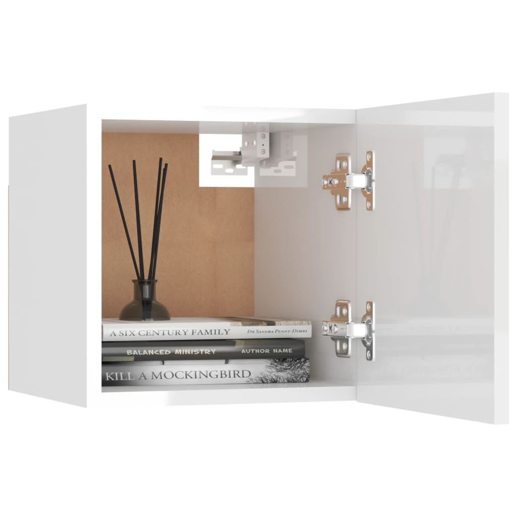 vidaXL Wall Mounted TV Cabinet High Gloss White 30.5x30x30 cm