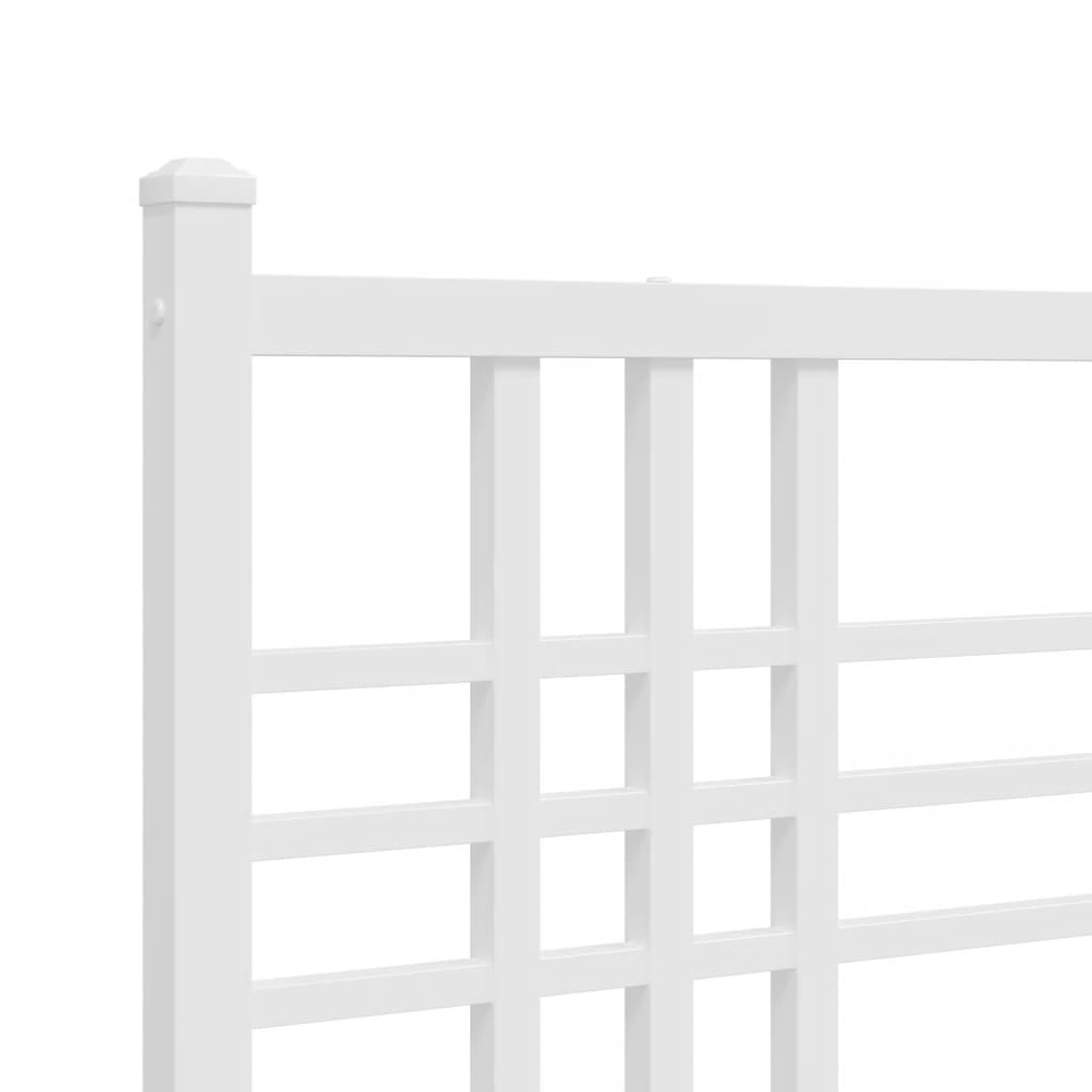 vidaXL Metal Bed Frame with Headboard White 160x200 cm