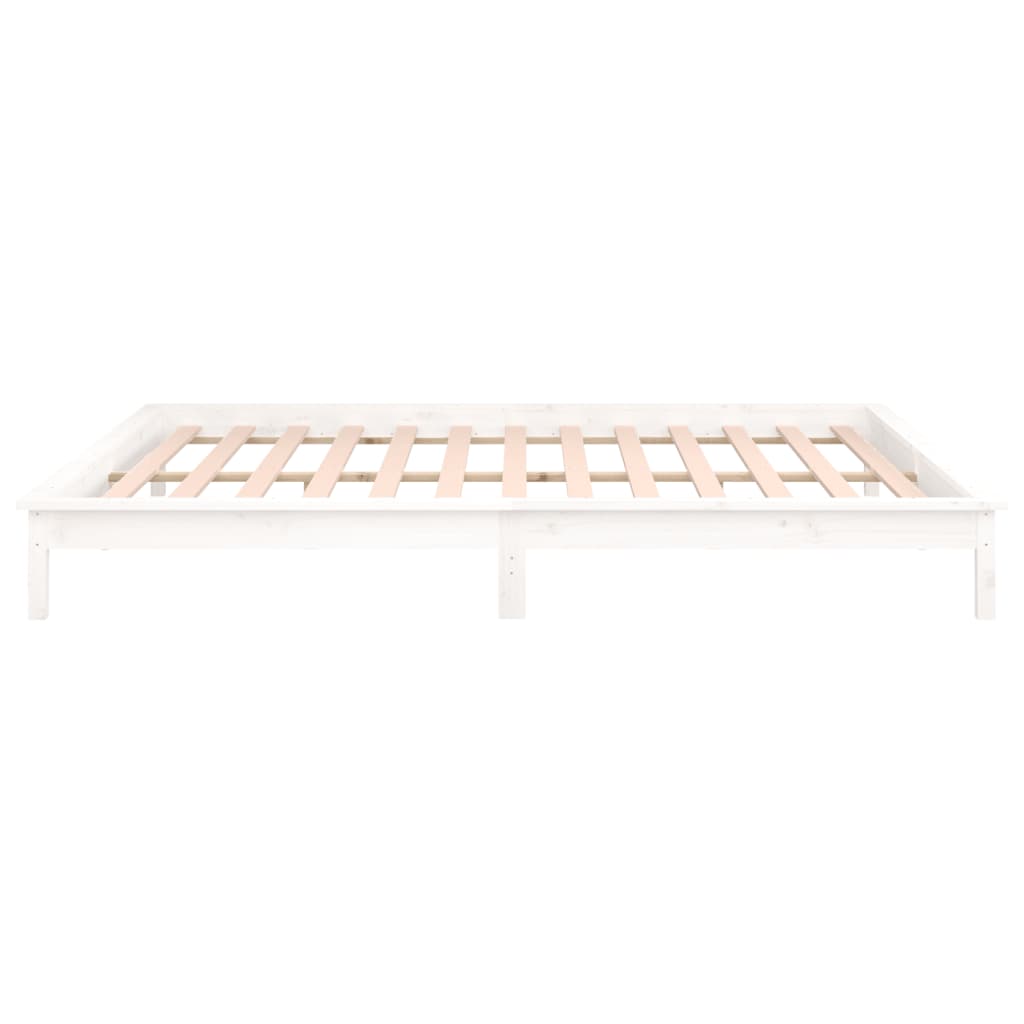 vidaXL LED Bed Frame White 180x200 cm Super King Size Solid Wood
