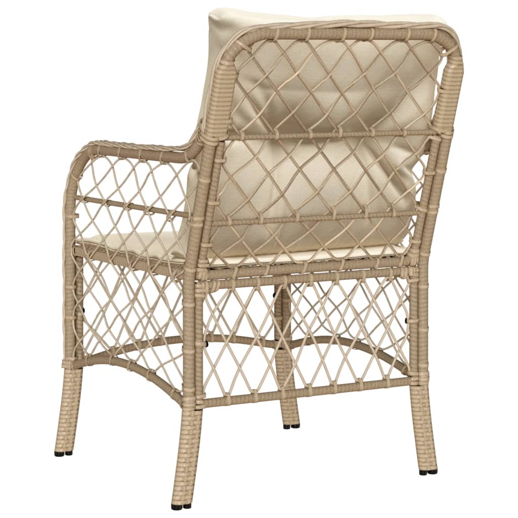 vidaXL Garden Chairs with Cushions 2 pcs Beige Poly Rattan