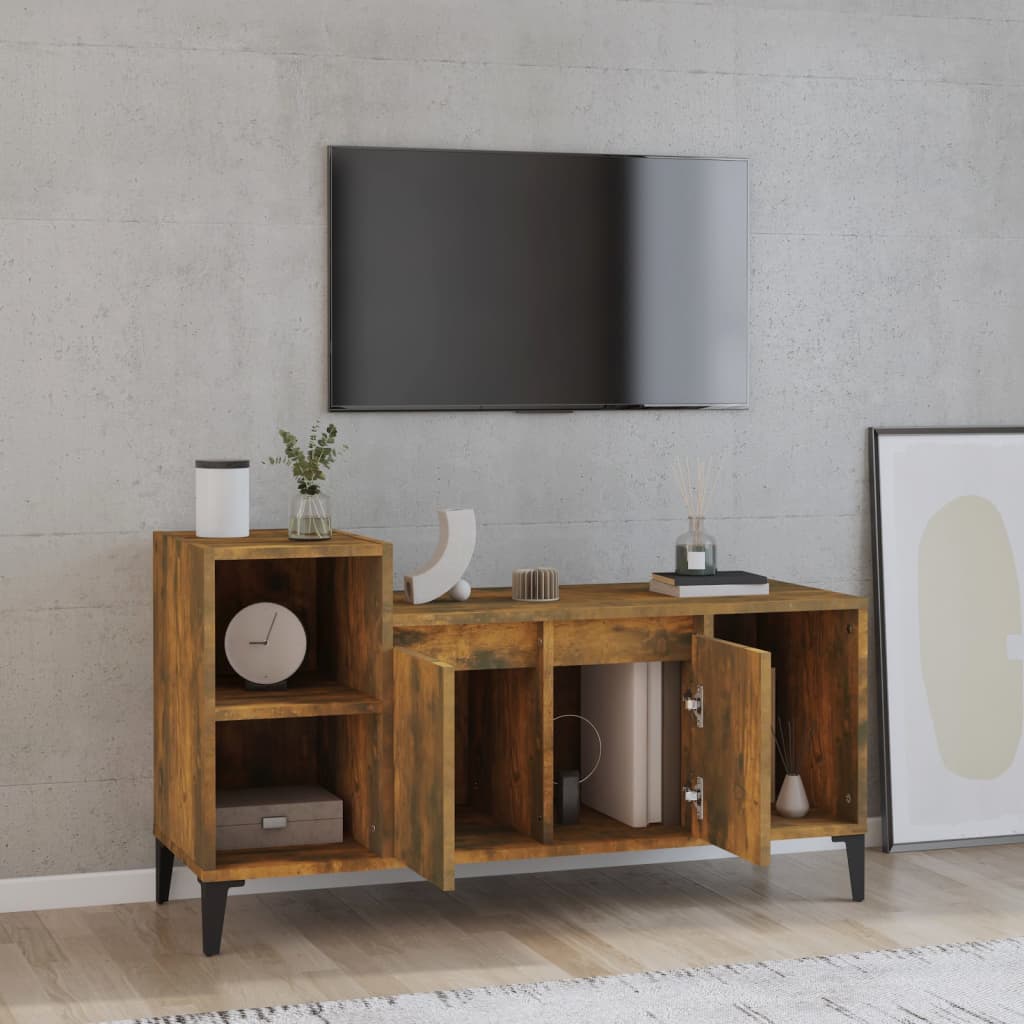 vidaXL TV Cabinet Smoked Oak 100x35x55 cm Engineered Wood