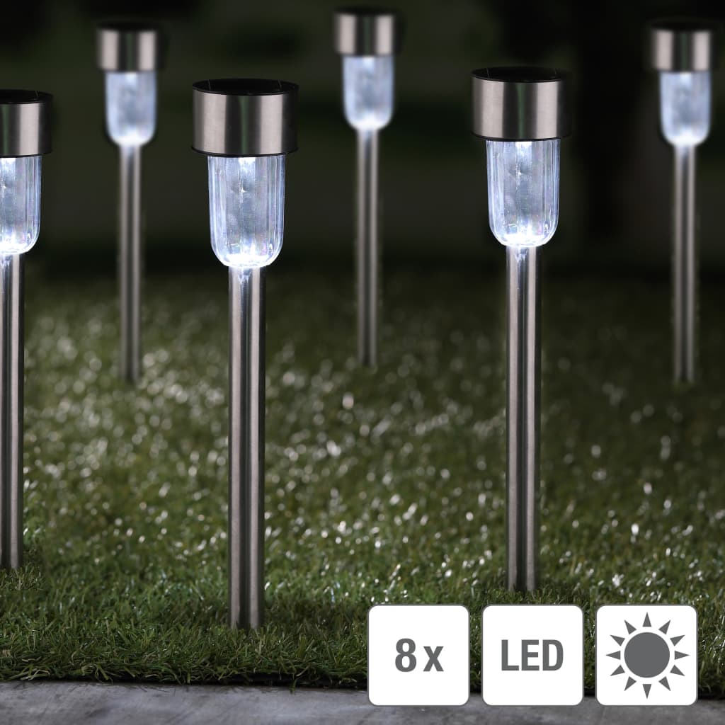 HI LED Solar Garden Light 8 pcs Stainless Steel
