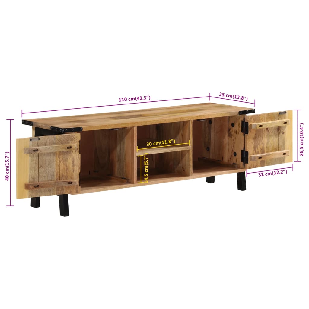 vidaXL TV Cabinet 110x35x40 cm Solid Wood Mango