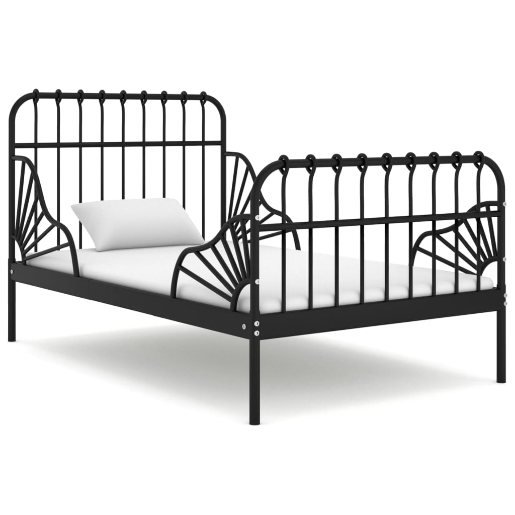 vidaXL Extendable Bed Frame Black Metal 80x130/200 cm