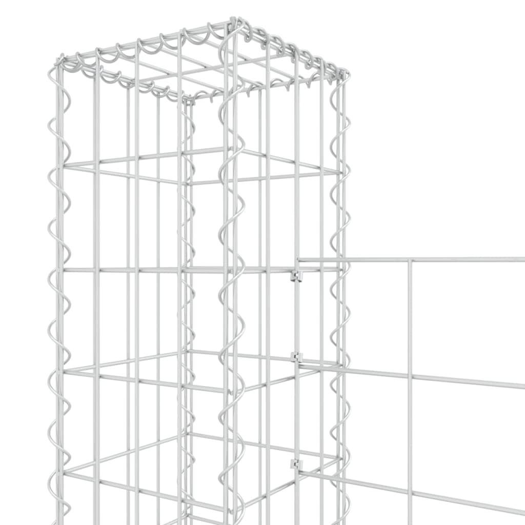 vidaXL U-shape Gabion Basket with 7 Posts Iron 740x20x150 cm
