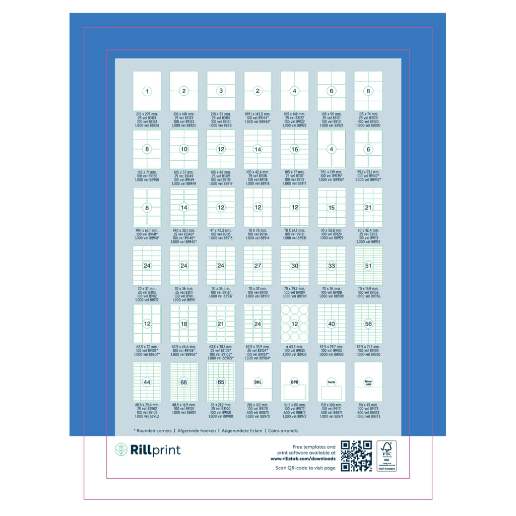 rillprint Self-adhesive Sticker Labels 105x99 mm 500 Sheets White