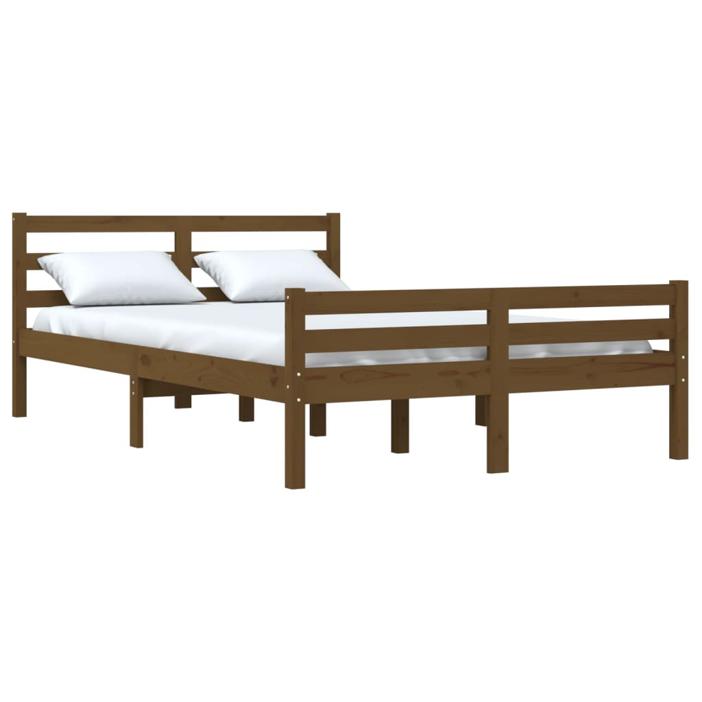 vidaXL Bed Frame Honey Brown Solid Wood 140x190 cm