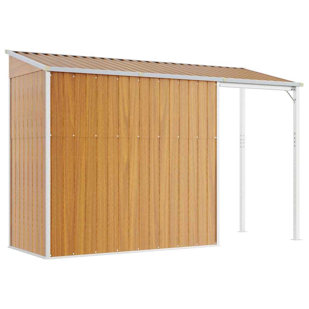 vidaXL Garden Shed with Extended Roof Light Brown 277x110.5x181cm Steel