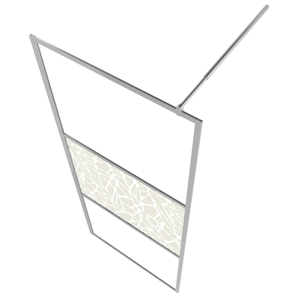 vidaXL Walk-in Shower Wall ESG Glass with Stone Design 100x195 cm