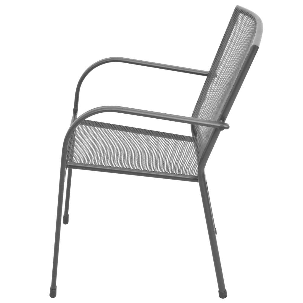 vidaXL Stackable Garden Chairs 2 pcs Steel Grey
