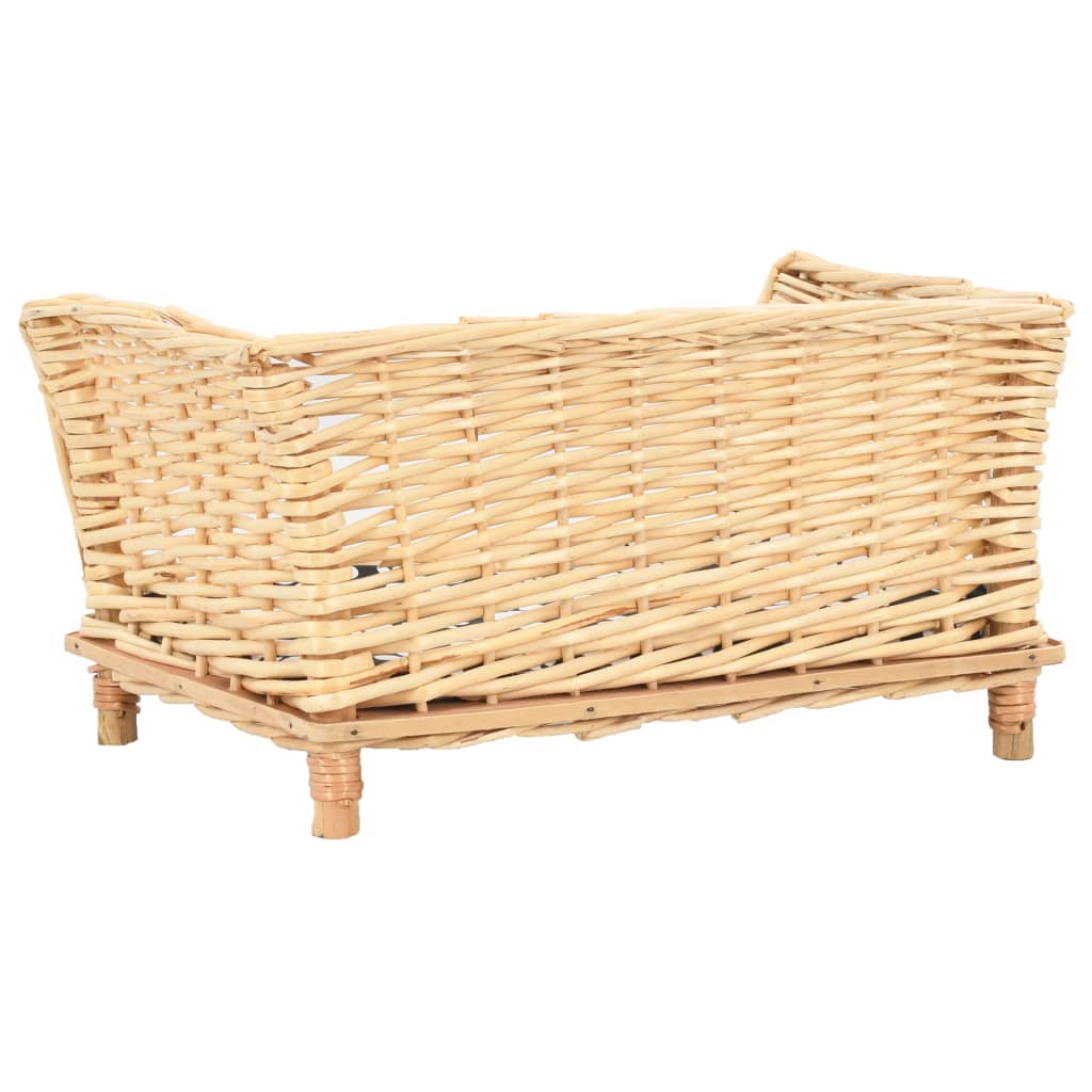 vidaXL Dog Basket with Cushion 50x33x30 cm Natural Willow