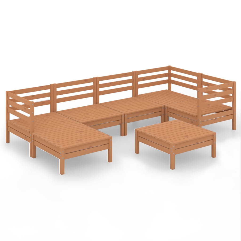 vidaXL 7 Piece Garden Lounge Set Solid Wood Pine Honey Brown