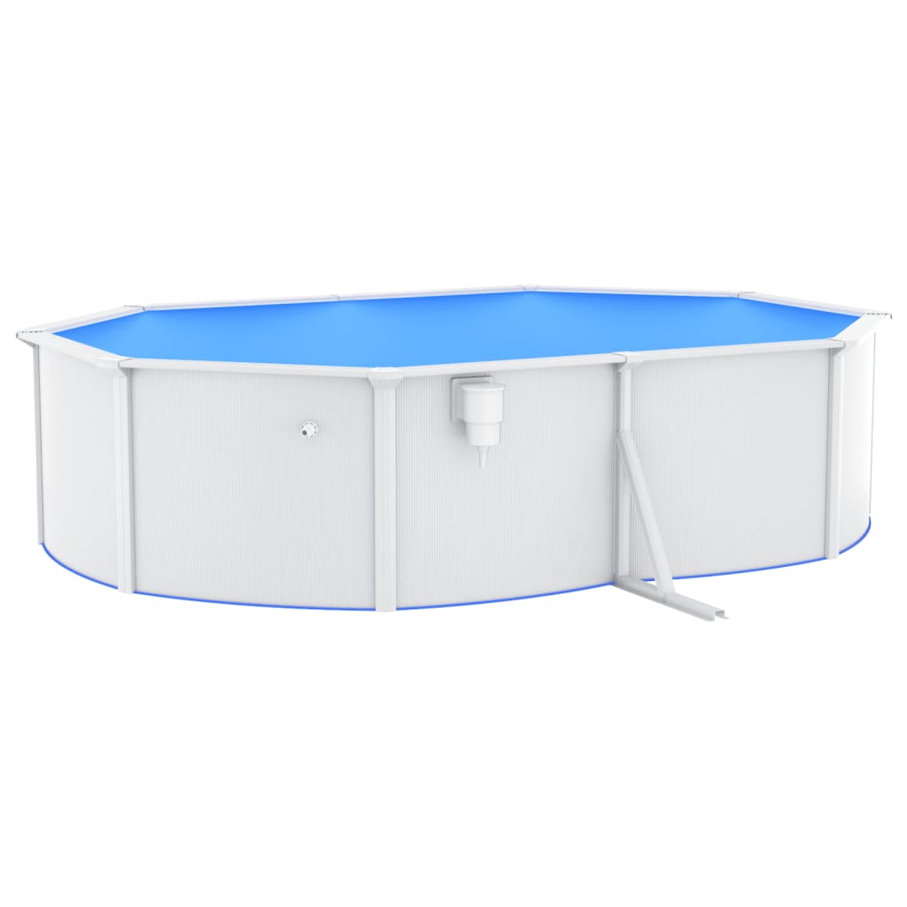 vidaXL Swimming Pool with Steel Wall Oval 490x360x120 cm White