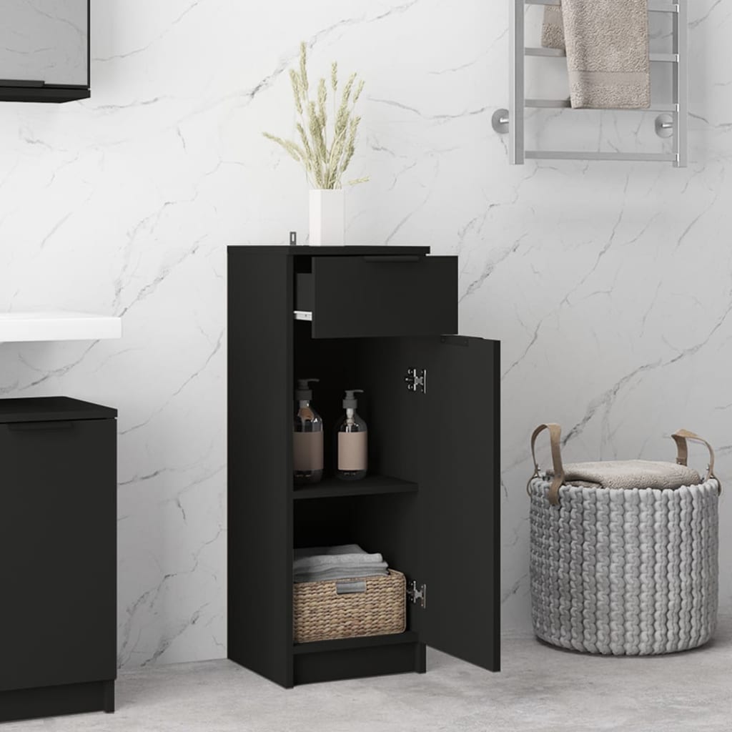 vidaXL Bathroom Cabinet Black 32x34x90 cm Engineered Wood | vidaXL.co.uk