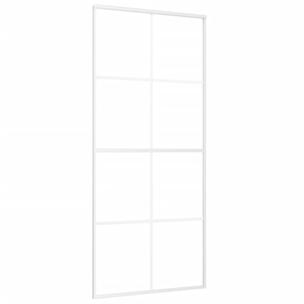 vidaXL Sliding Door ESG Glass and Aluminium 90x205 cm White