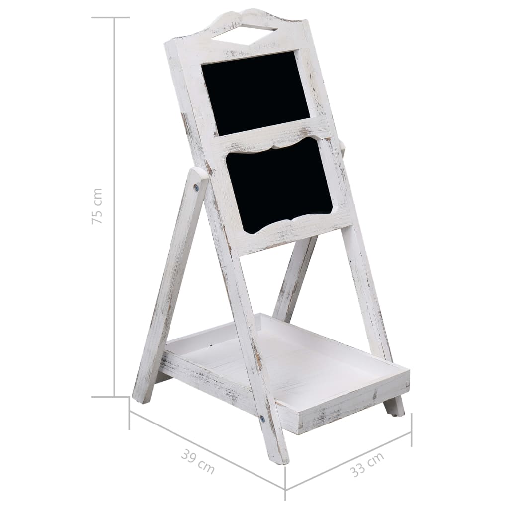 vidaXL Chalkboard Display Stand White 33x39x75 cm Wood