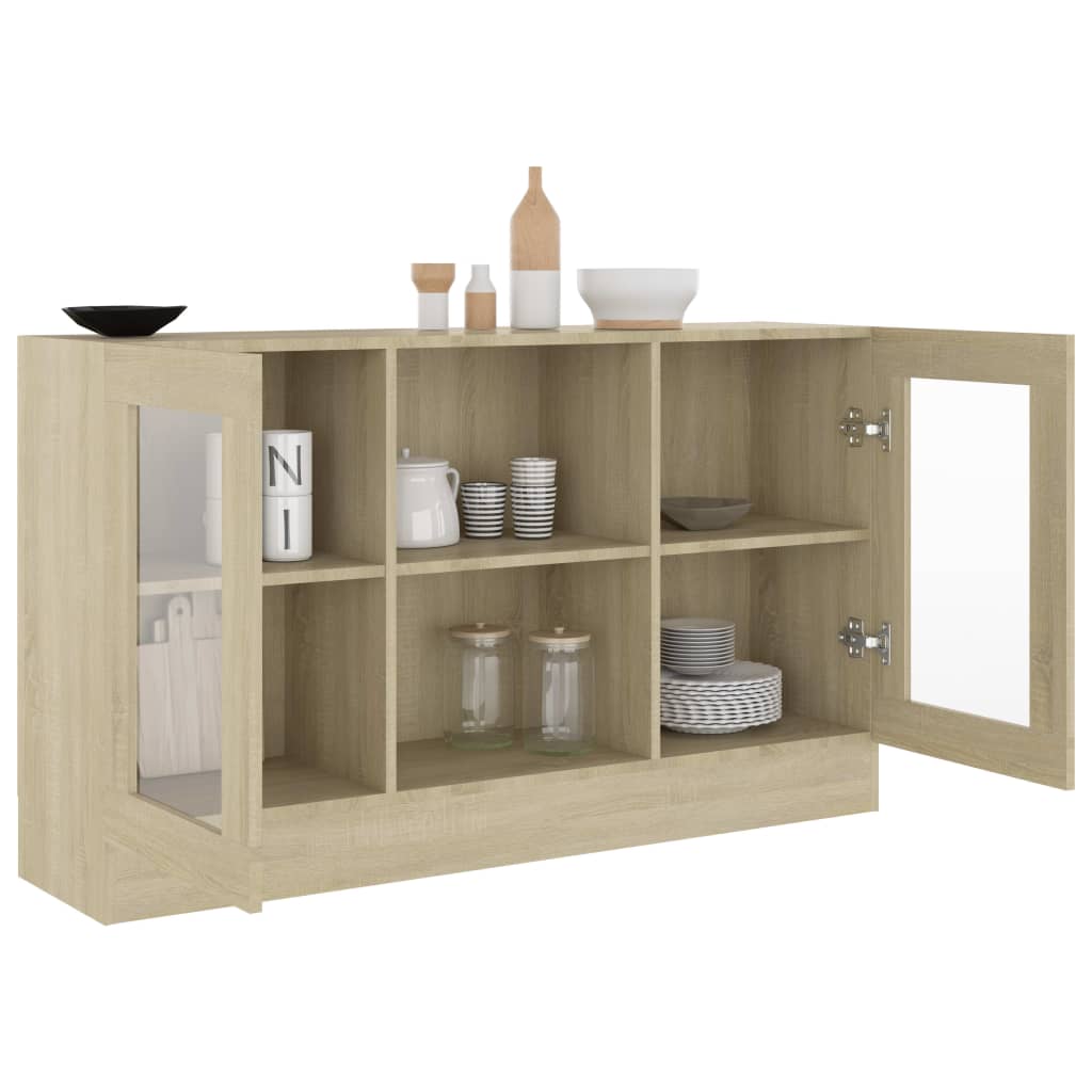 vidaXL Vitrine Cabinet Sonoma Oak 120x30.5x70 cm Engineered Wood