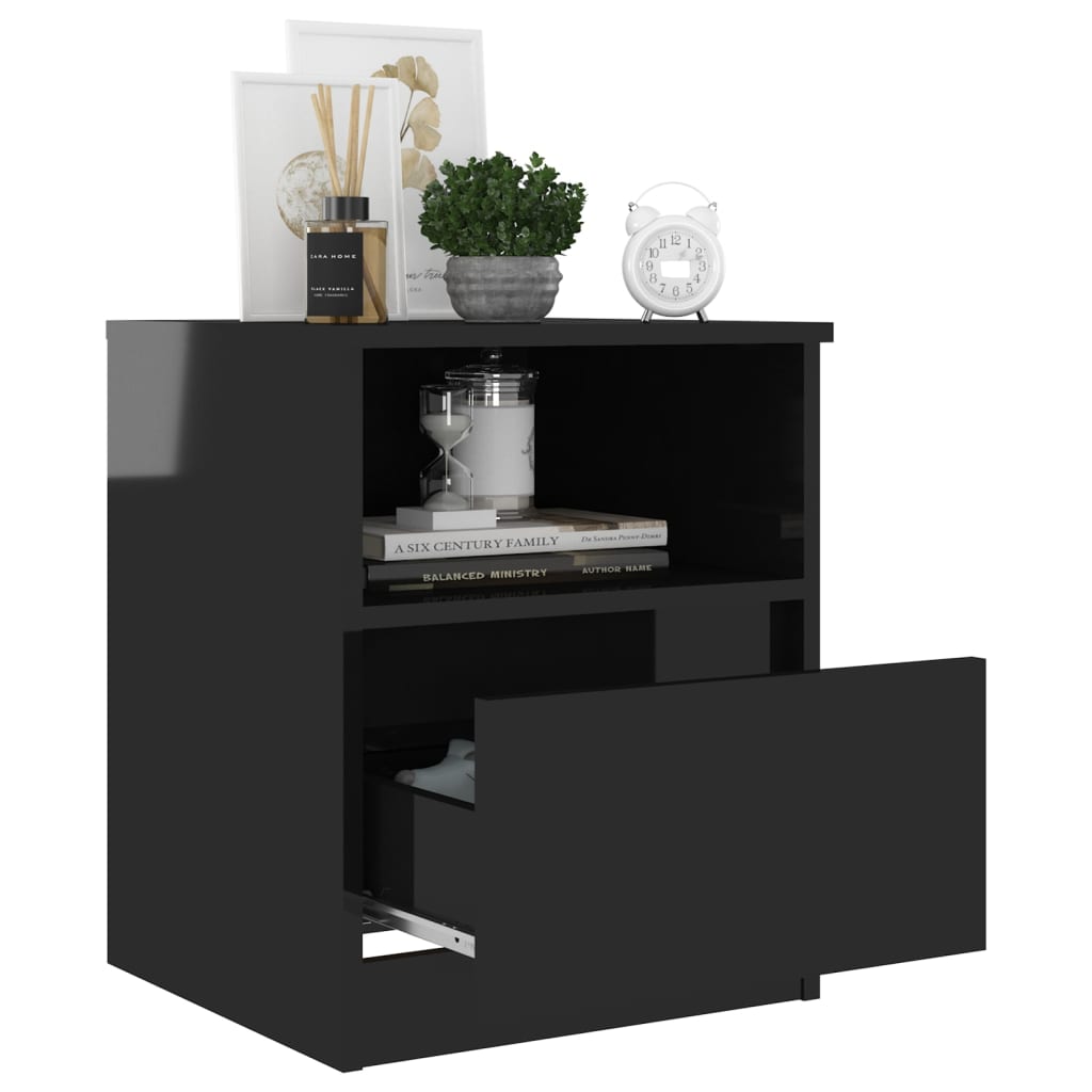 vidaXL Bed Cabinet High Gloss Black 40x40x50 cm Engineered Wood