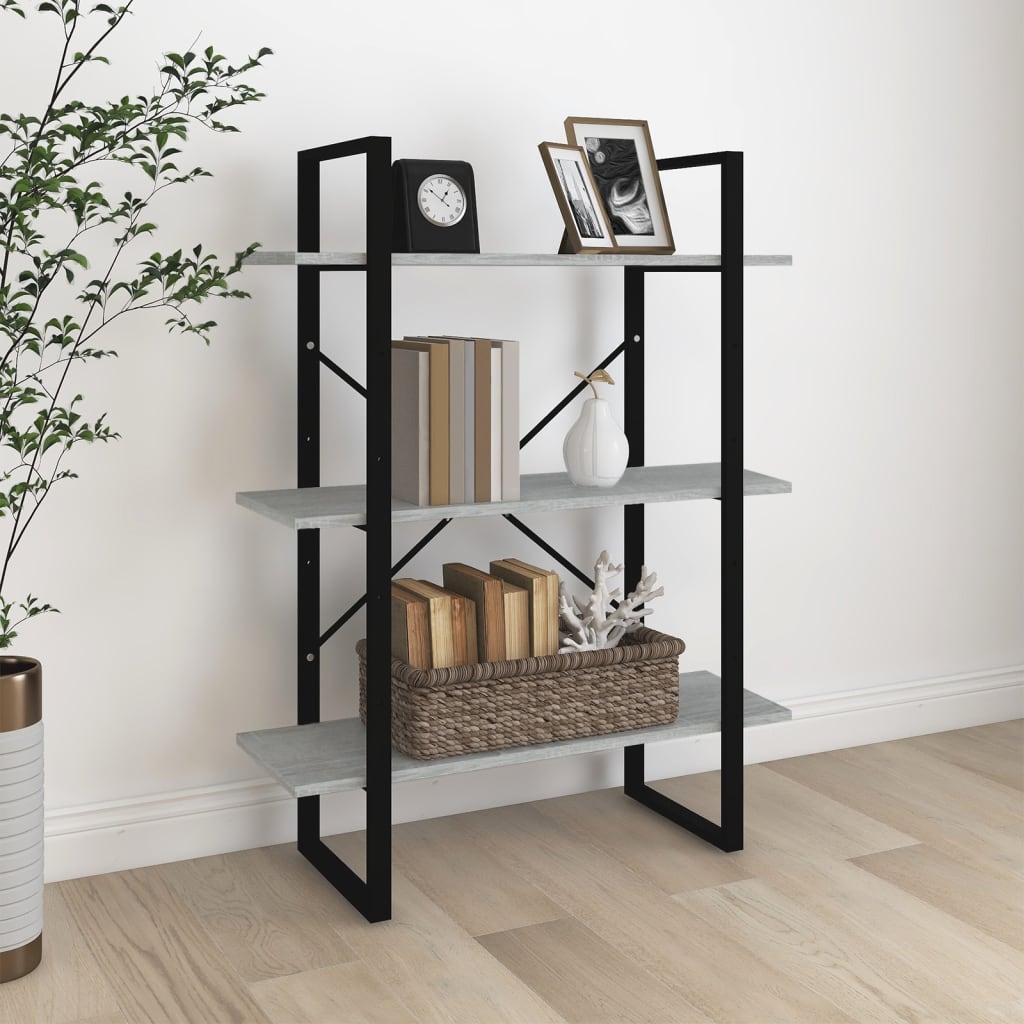 vidaXL Book Cabinet Grey Sonoma 80x30x105 cm Engineered Wood