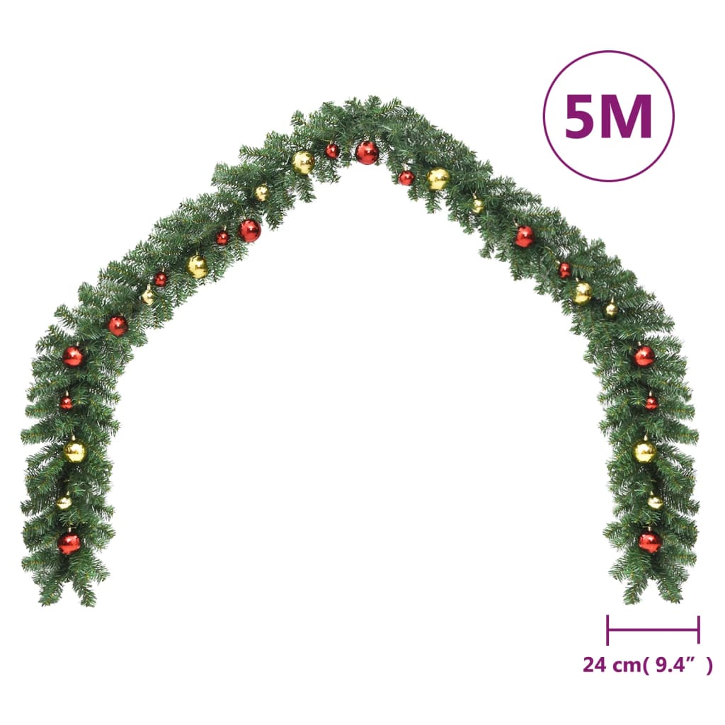 vidaXL Christmas Garland Decorated with Baubles 5 m