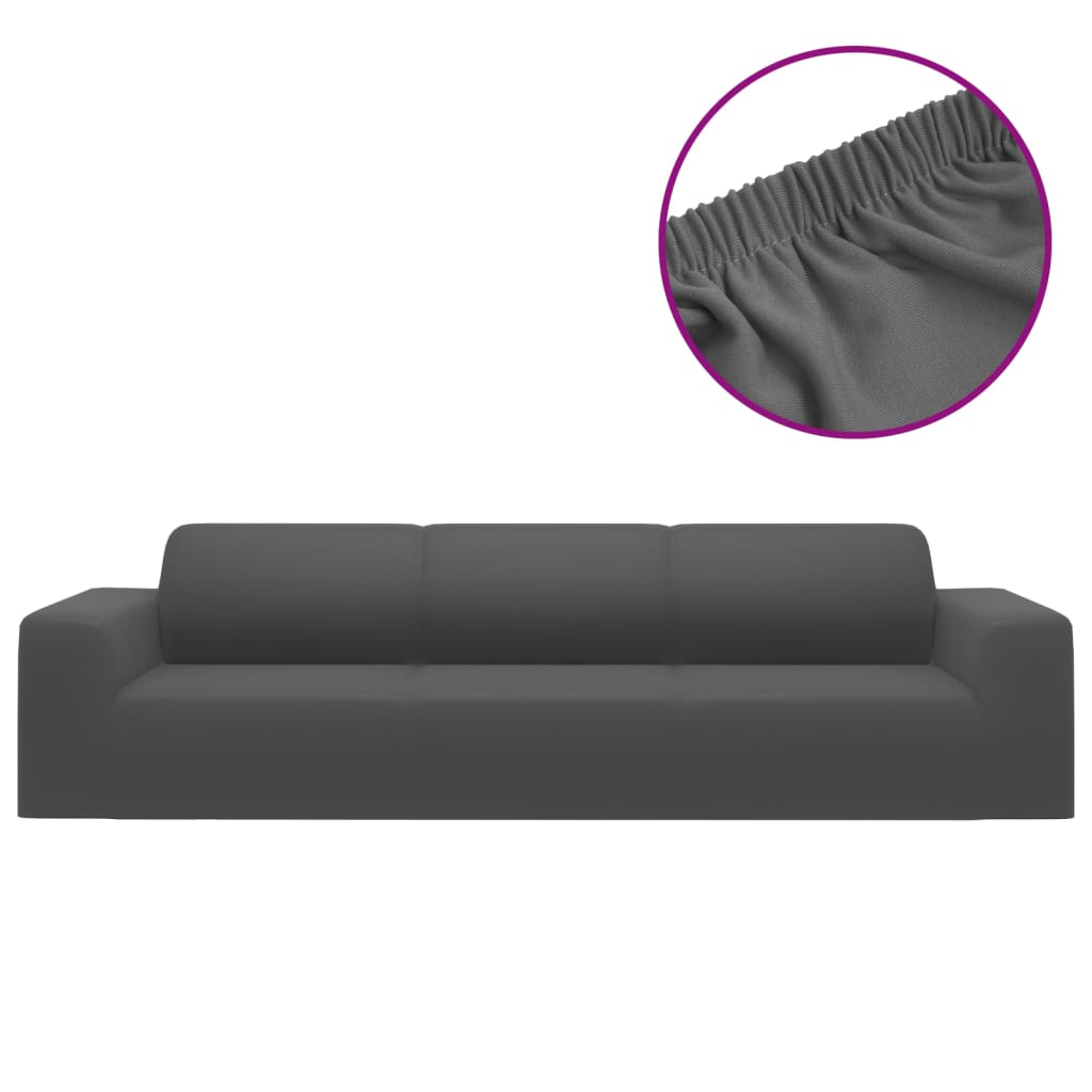 vidaXL 4-Seater Stretch Couch Slipcover Anthracite Polyester Jersey