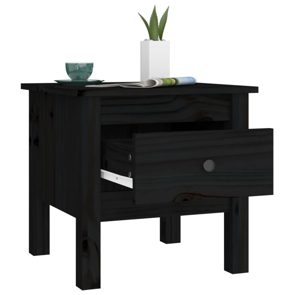 vidaXL Side Table Black 40x40x39 cm Solid Wood Pine