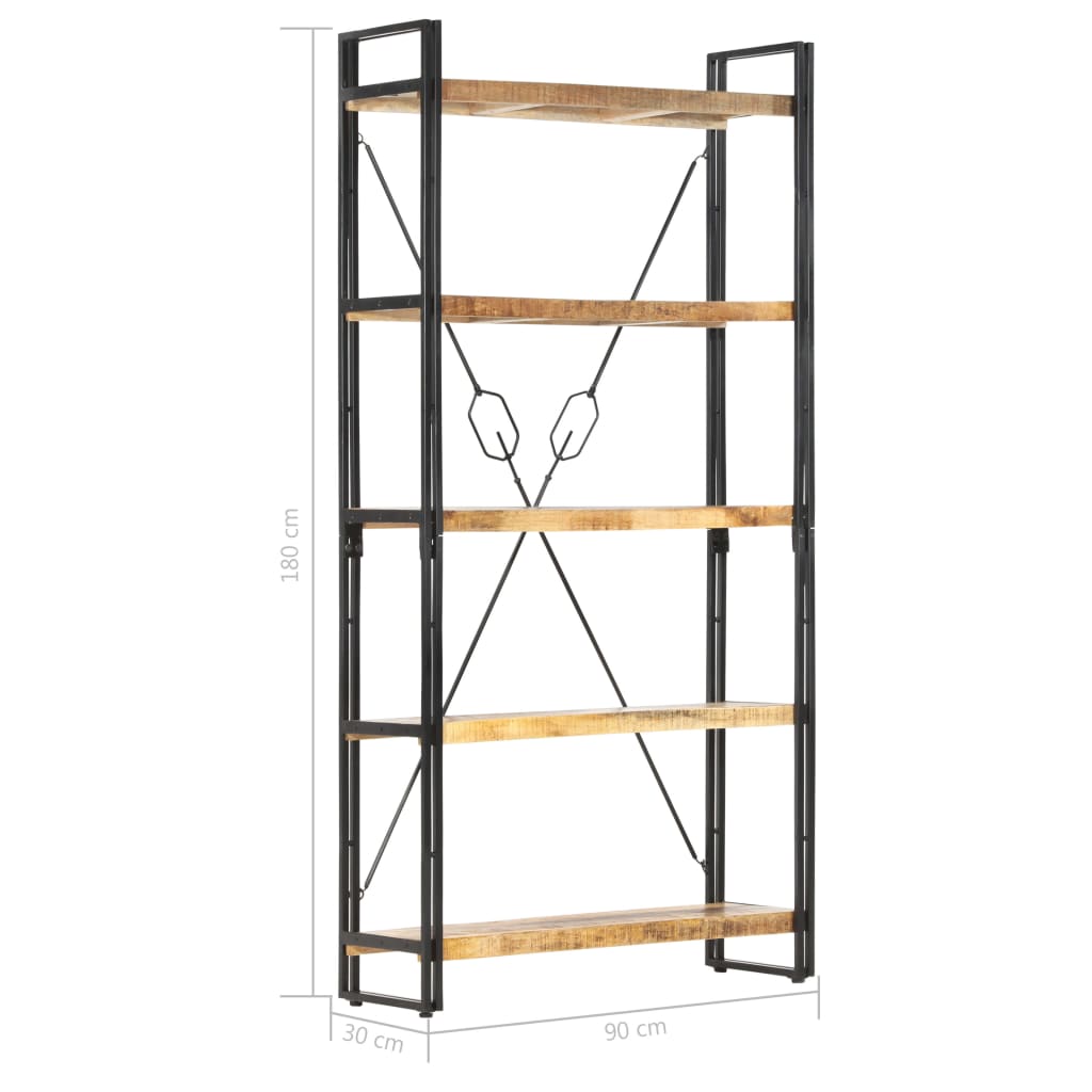 vidaXL 5-Tier Bookcase 90x30x180 cm Solid Mango Wood