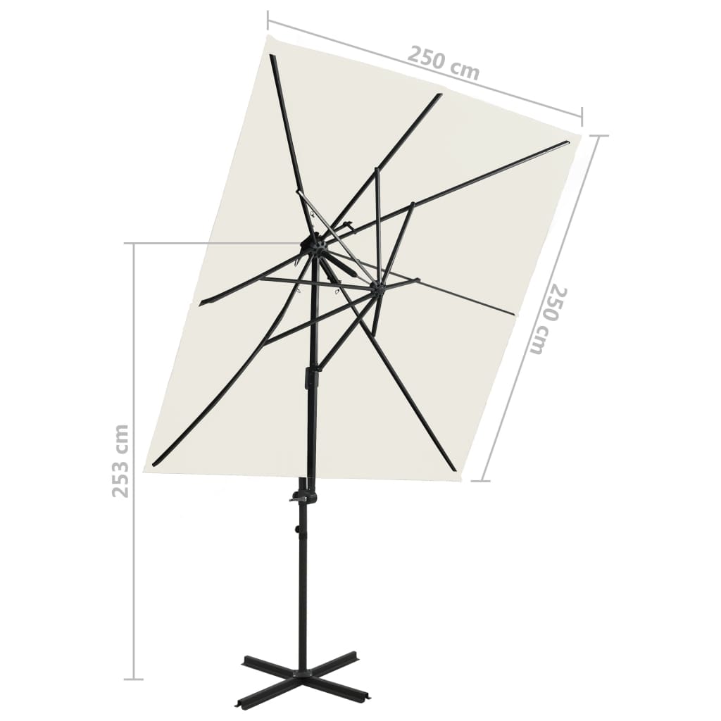 vidaXL Cantilever Umbrella with Double Top Sand 250x250 cm