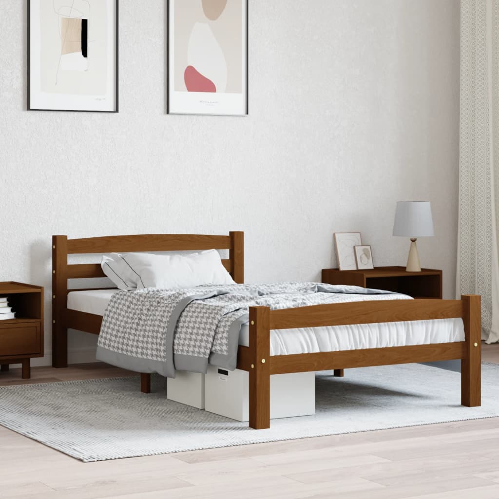 vidaXL Bed Frame Honey Brown Solid Pinewood 100x200 cm