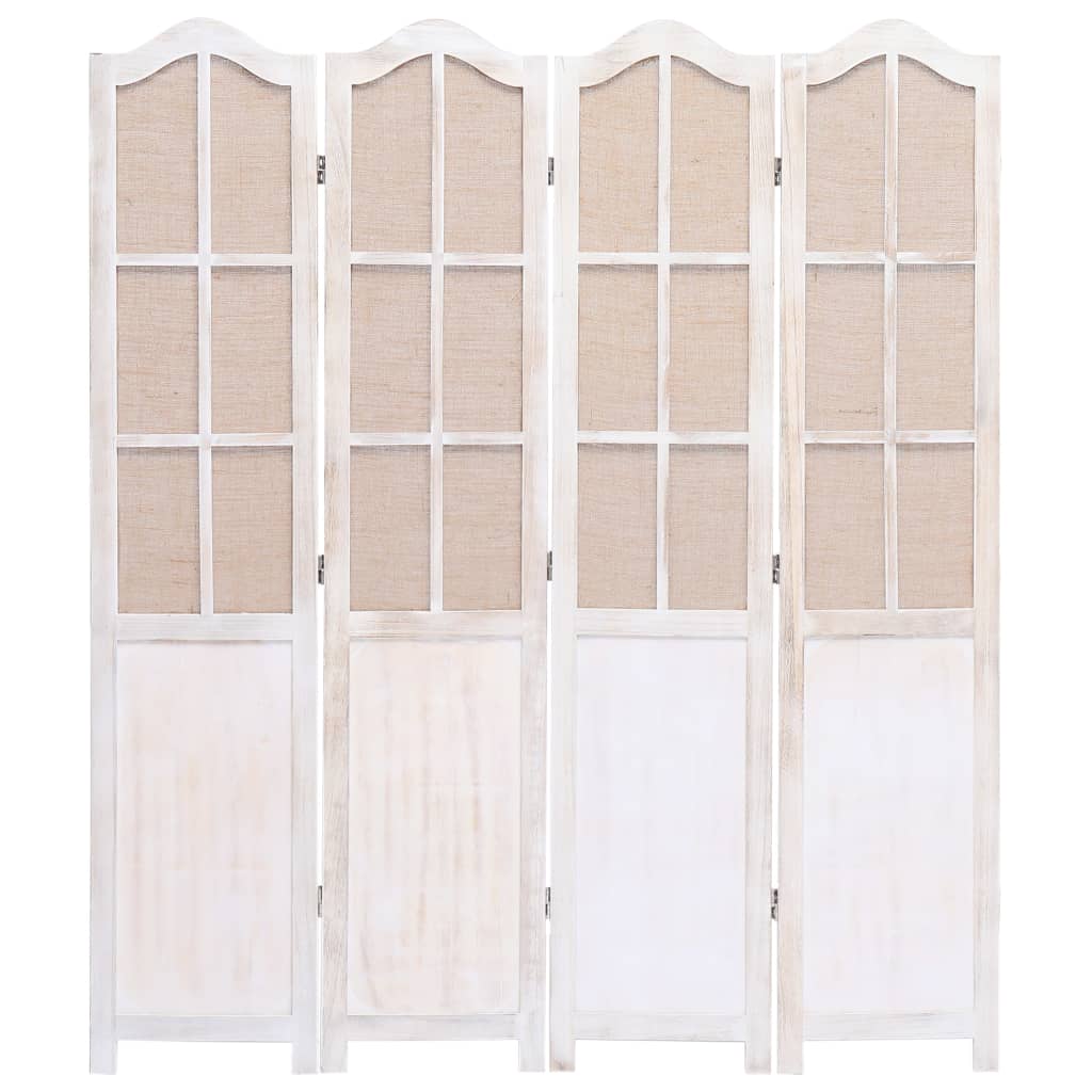 vidaXL 4-Panel Room Divider White 140x165 cm Fabric