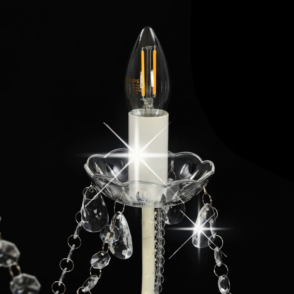 vidaXL Chandelier with Beads White 8 x E14 Bulbs